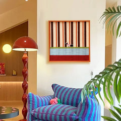 "Tangerine Stripe Pup Venture" — Textured Fiber Wall Art