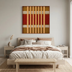 Gilded Coronation framed wall art displayed in a modern home office above a wooden desk and chair setup.