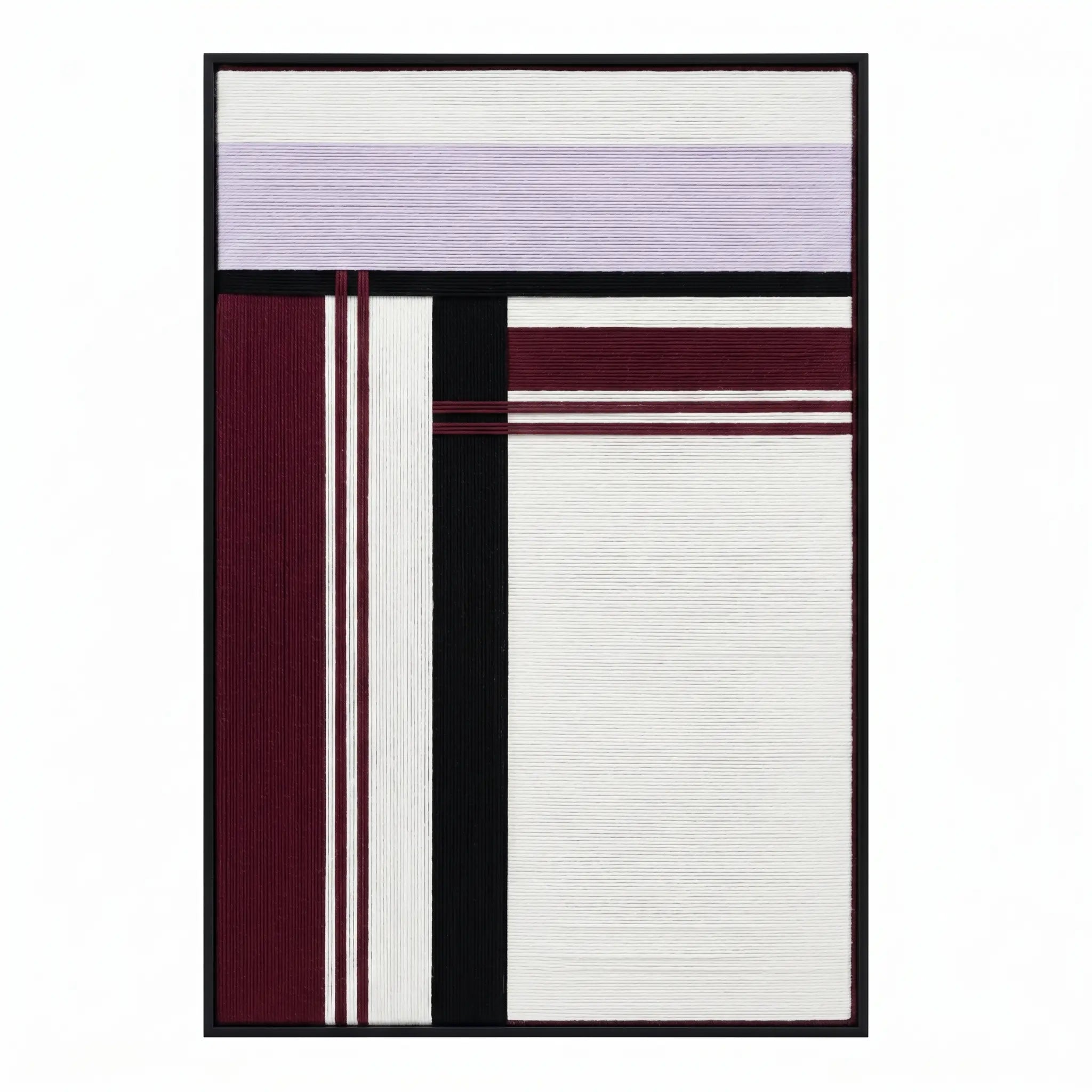 Professional studio shot of the Midnight Opera hand-woven wool wall art in a black frame against a white background.
