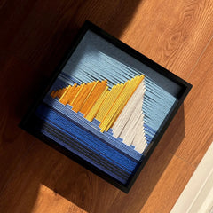 "Golden Mountain Sunrise" — Textured Fiber Wall Art