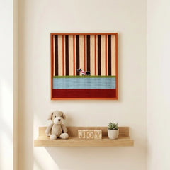 "Tangerine Stripe Pup Venture" — Textured Fiber Wall Art