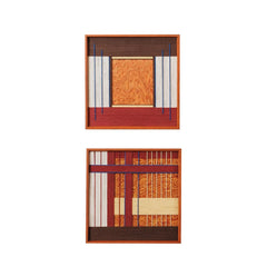 A composite image showing both design variations of the Festive Harmony collection, allowing customers to compare the geometric wool patterns.