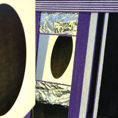 Close-up of HOUTIAN yarn mirror art border revealing tight looped wool texture and the seamless edge between yarn and mirror glass.
