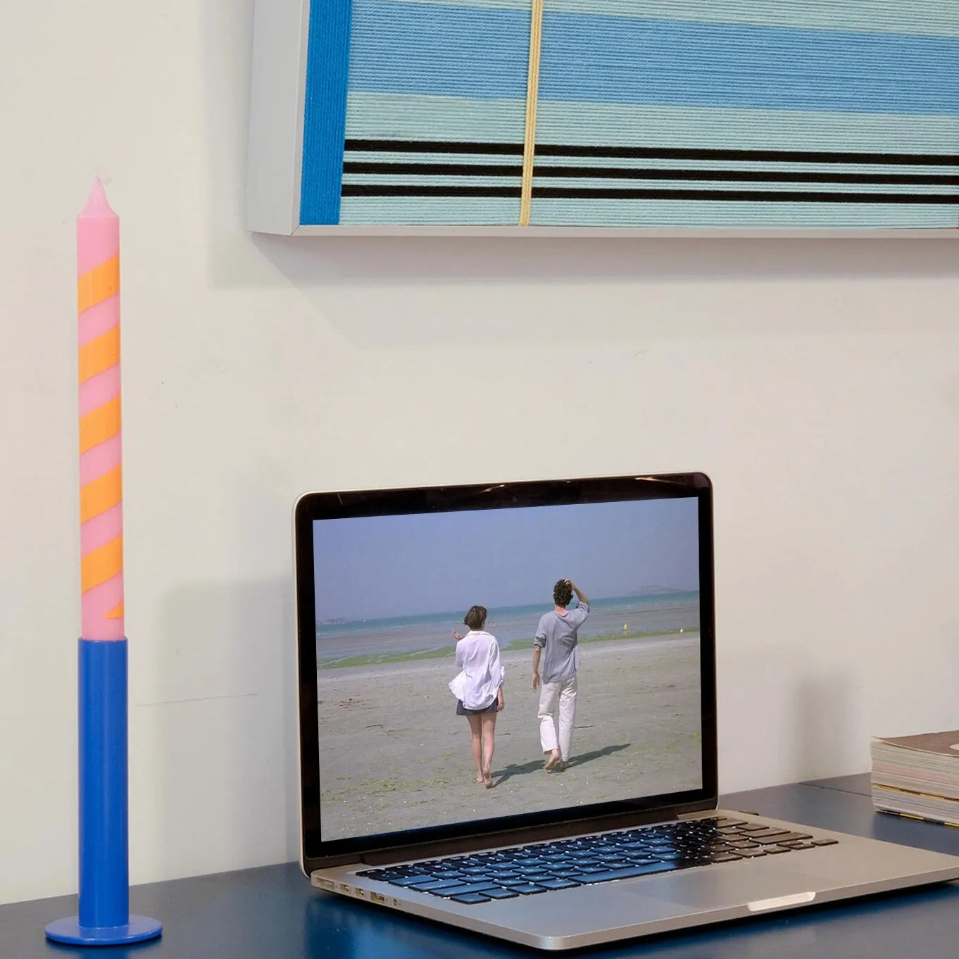 Inspiration graphic for Summer Story featuring a beach sunset motif and poetic quote illustrating the summer theme
